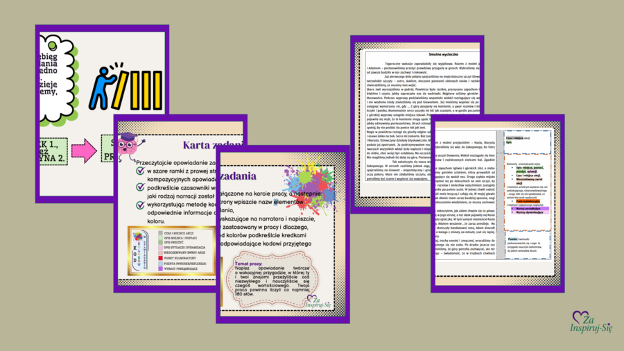Opowiadanie twórcze w klasach IV-VI- scenariusz + prezentacje + karty pracy + odpowiedzi