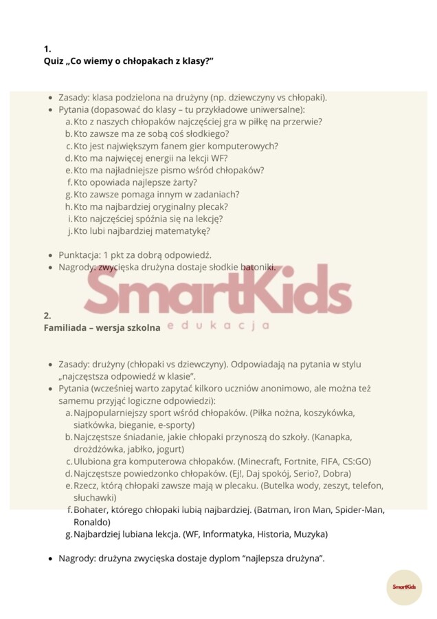 DZIEŃ CHŁOPAKA-20 POMYSŁÓW NA LEKCJE WYCHOWAWCZĄ