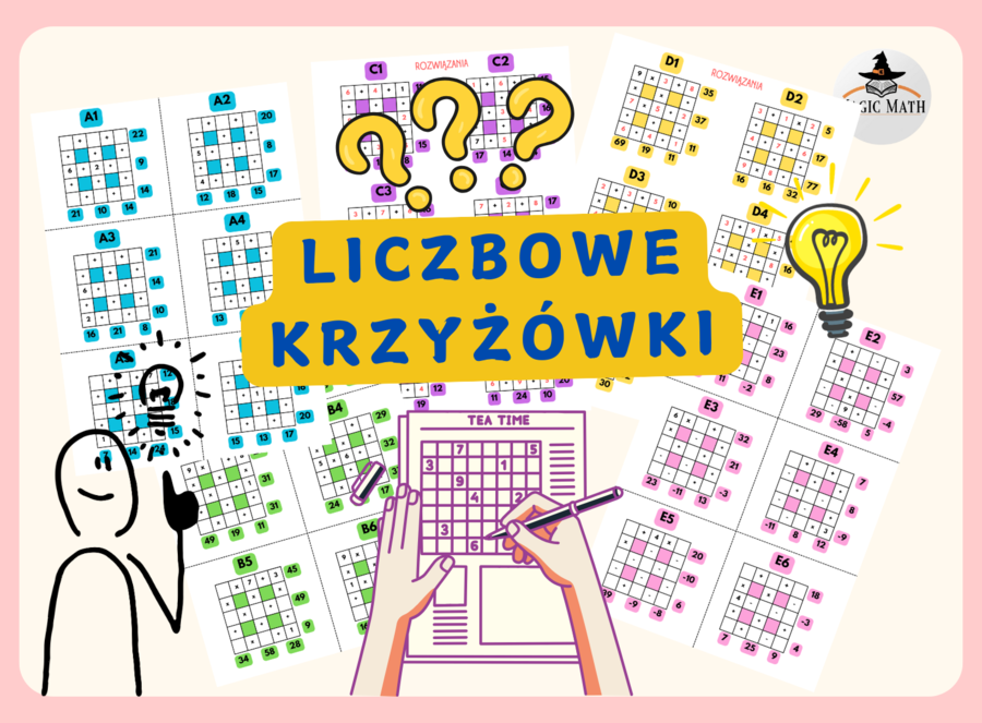 KRZYŻÓWKI LICZBOWE - ZESTAW 30 ZADAŃ, różne stopnie trudności