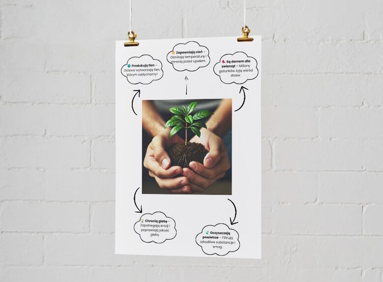 Plakaty z ekologicznymi wskazówkami. Jak oszczędzać wodę? Co to jest recykling? Dlaczego warto sadzić drzewa?