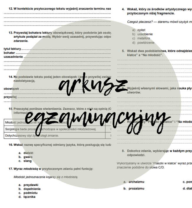 Arkusz egzaminacyjny ("Młodość")