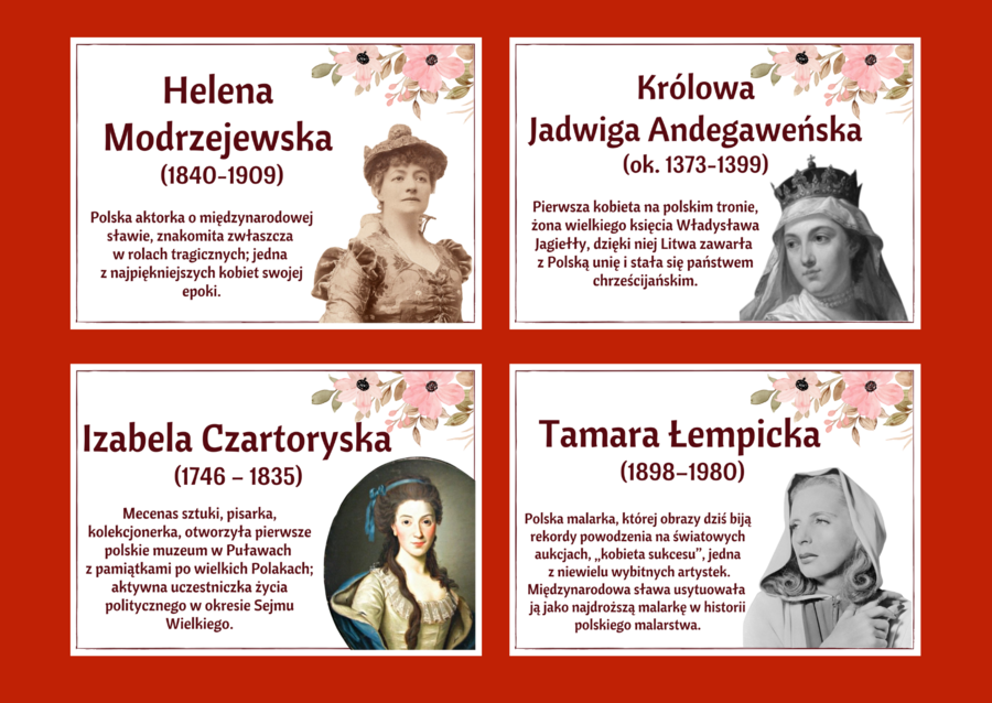 DZIEŃ KOBIET – – gazetka – SŁAWNE POLKI – biblioteka – świetlica – 24 strony – wersja 2