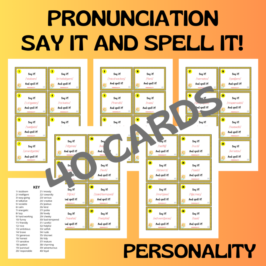 PERSONALITY PRONUNCIATION CARDS