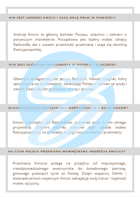 Pytania i odpowiedzi do lektury Potop Henryka Sienkiewicza – idealne przygotowanie do matury