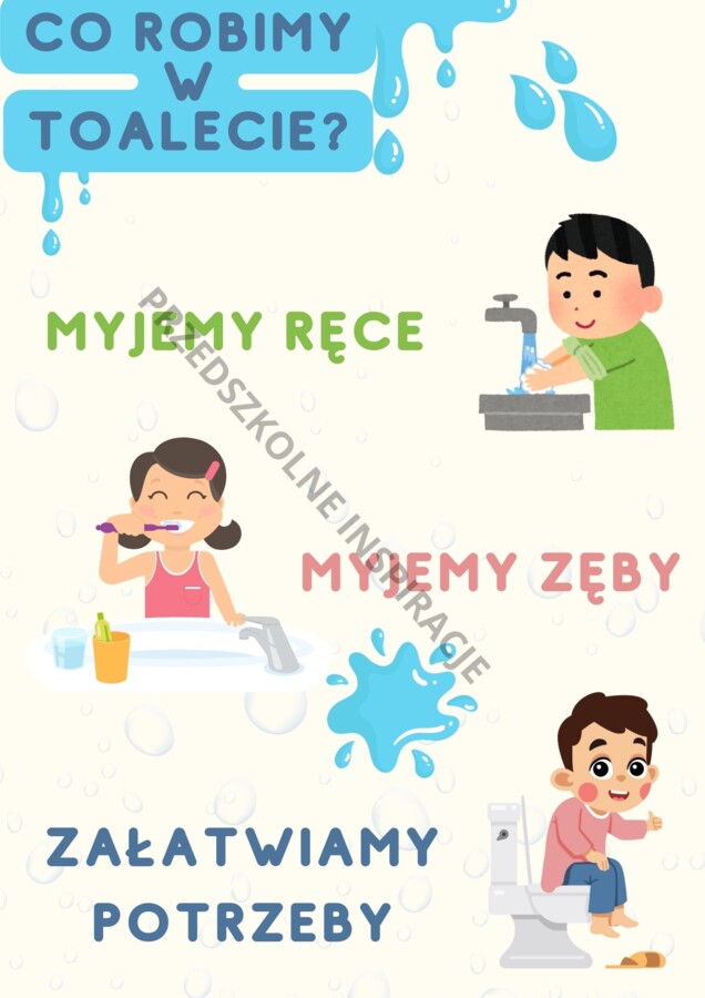 CO ROBIMY W TOALECIE? PLAKAT NA DRZWI