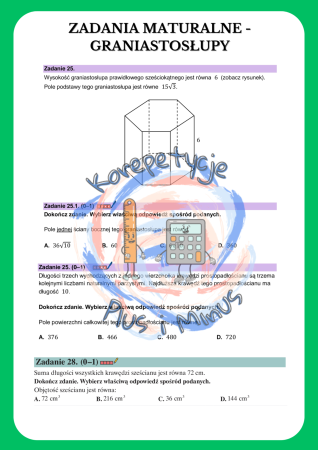 Zadania maturalne graniastosłupy