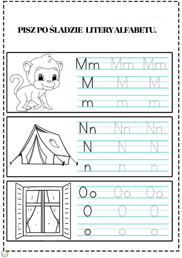 PISANIE PO ŚLADZIE. ALFABET.