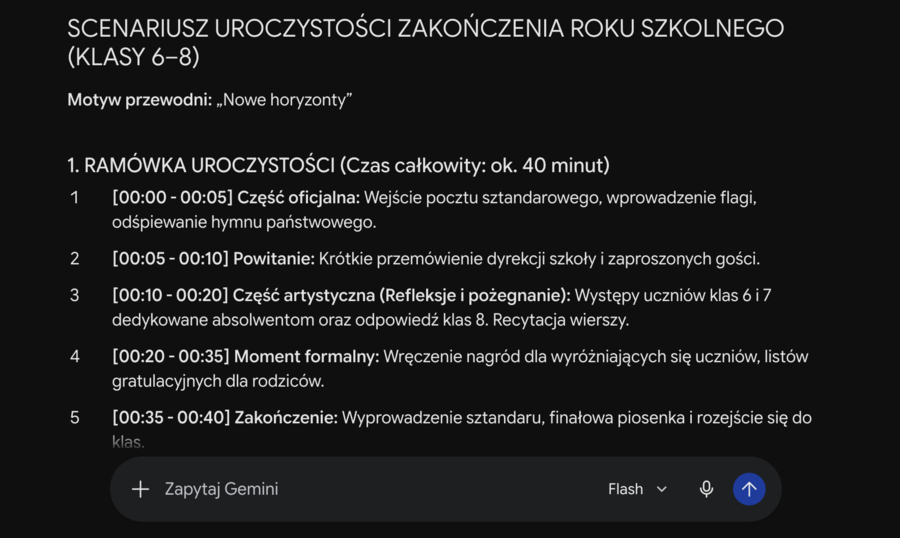 Asystent AI: Generator Scenariuszy Zakończenia Roku — gotowy scenariusz uroczystości | Kl. 4–8