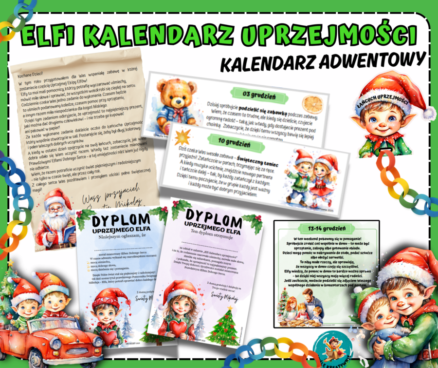 ELFI KALENDARZ UPRZEJMOŚCI - kalendarz adwentowy