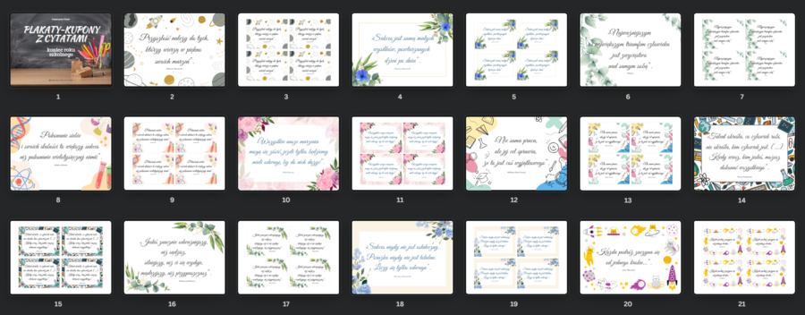 Plakaty-kupony z cytatami - koniec roku szkolnego