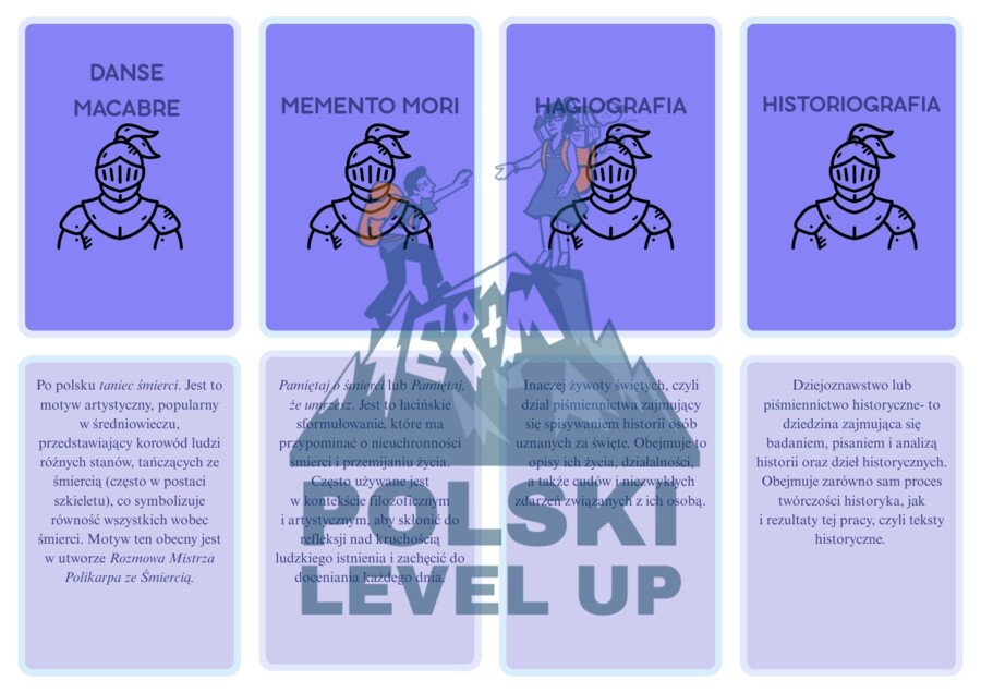 Fiszki literackie_średniowiecze_Polski Level Up