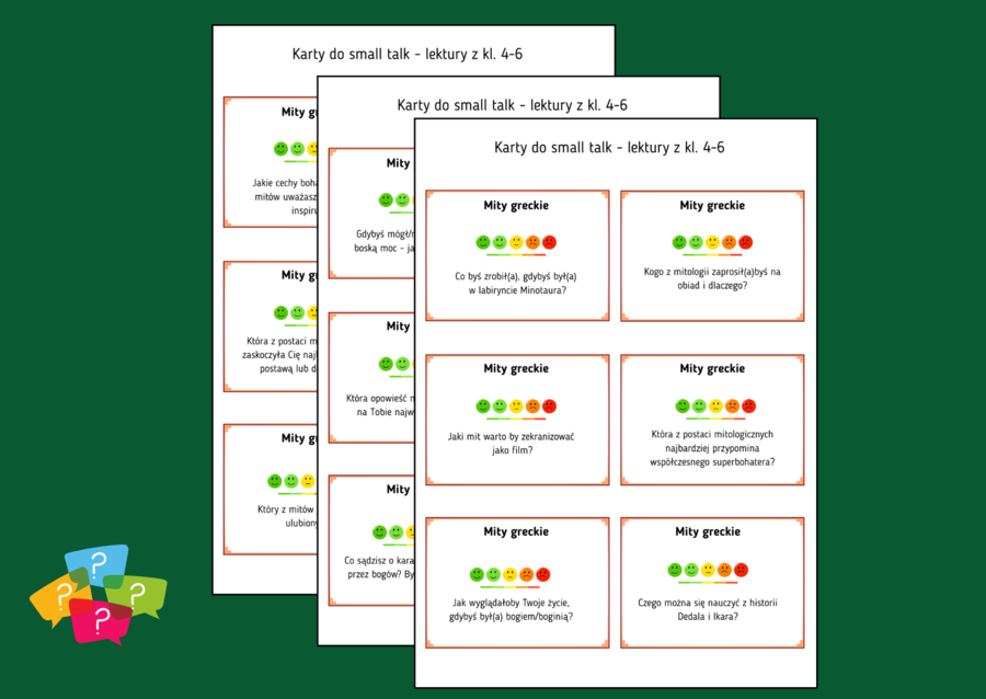 MITY GRECKIE - Karty do SMALL TALK - lektury - gra - MITOLOGIA
