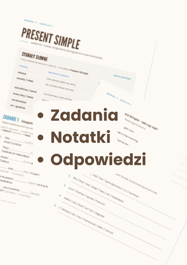 Present Simple | Karty pracy | Egzamin ósmoklasisty (E8) | Angielski kl. 7–8