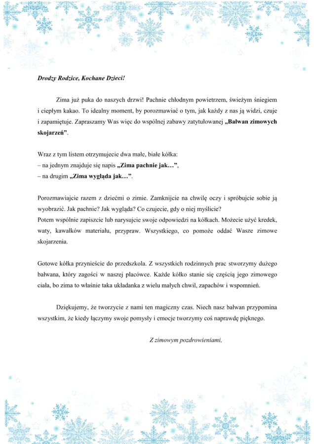 "Od liścia do śnieżynki"- projekt przyrodniczy dla przedszkoli i klas 1-3