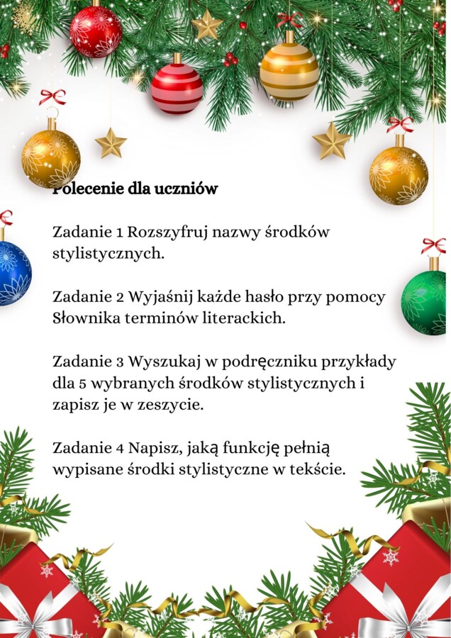 Zakodowane środki poetyckiego wyrazu- świąteczne powtórzenie