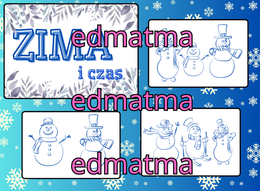 Zima i czas - gazetka szkolna + karta pracy. Matematyka