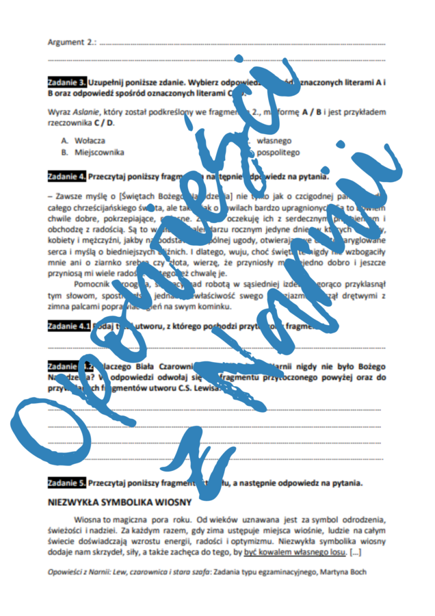 E8 „Opowieści z Narnii” *ZBIÓR ZADAŃ EGZAMINACYJNYCH* – wymagania 2024/2025 i 2025/2026