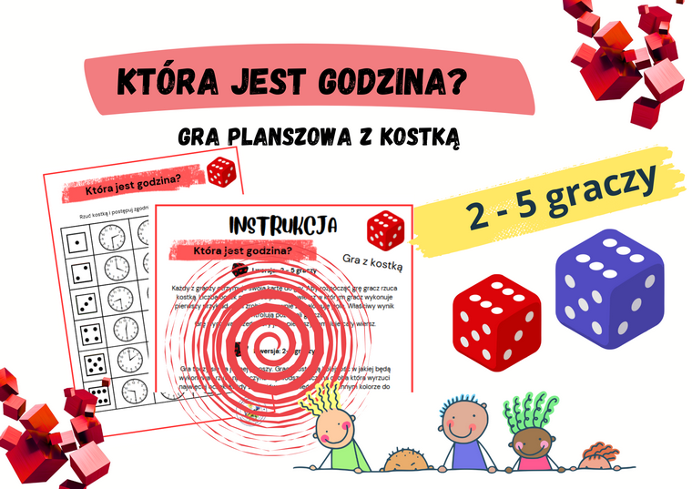 Która jest godzina? - gra planszowa z kostką / 3 wersje