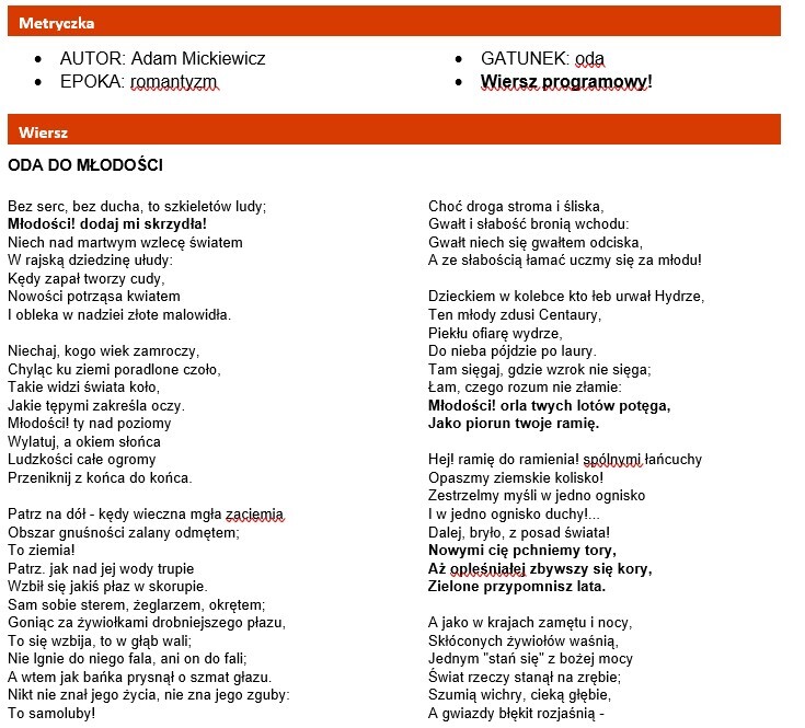 Poezja dla maturzysty / poezja do matury