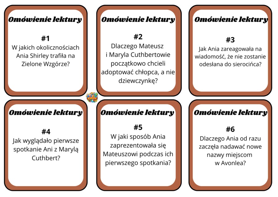 Ania z Zielonego Wzgórza - karty z pytaniami