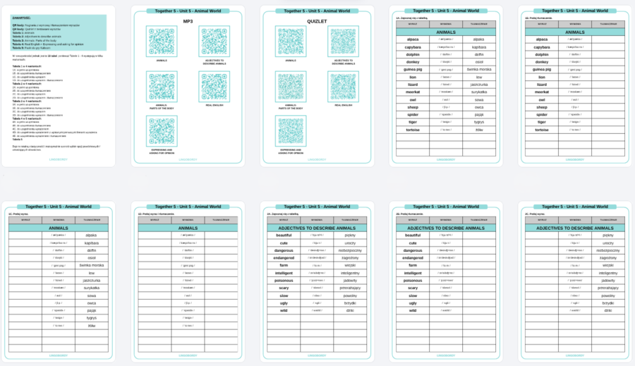 Together 5, Unit 5 - słownictwo