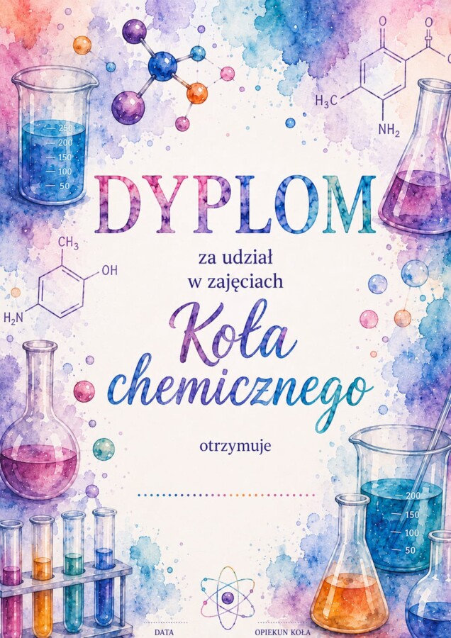 Dyplomy za udział w zajęciach koła chemicznego i biologicznego