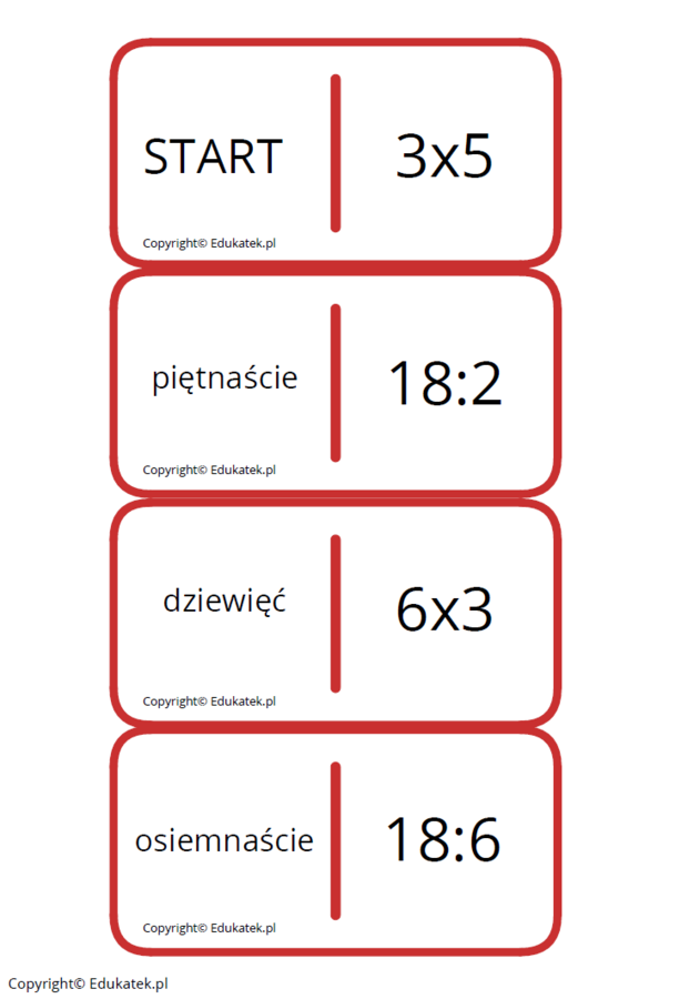 Domino – utrwalanie tabliczki mnożenia i dzielenia