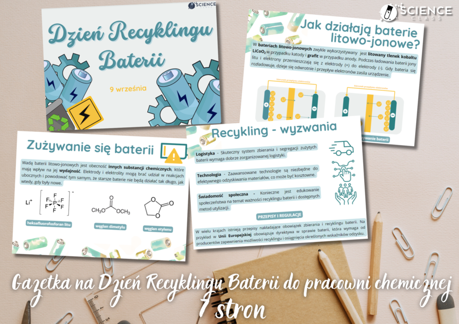Gazetka na Dzień Recyklingu Baterii do pracowni chemicznej
