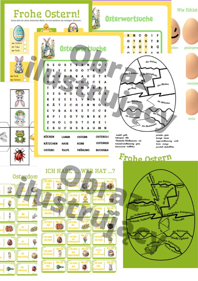 Ostern -🌸🐣 Wielkanocny zestaw gier i kart pracy do niemieckiego! 🐰🌷