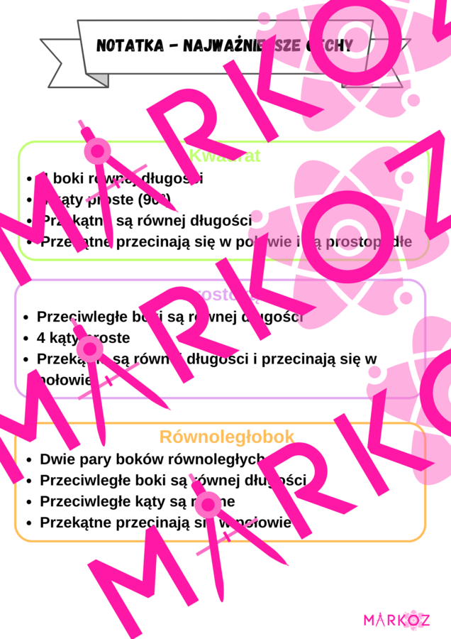 2 w 1: Fiszki i notatka - figury płaskie