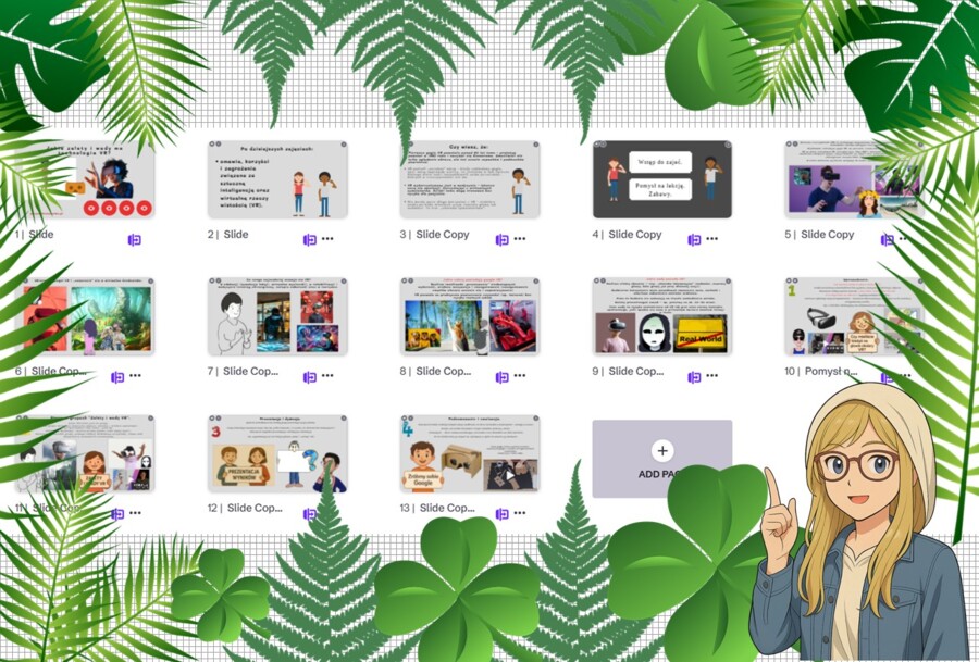 Prezentacja multimedialna w genial.ly „Jakie zalety i wady ma technologia VR?”. Edukacja zdrowotna. Klasa 6. Dział „Moje działania w sieci”.