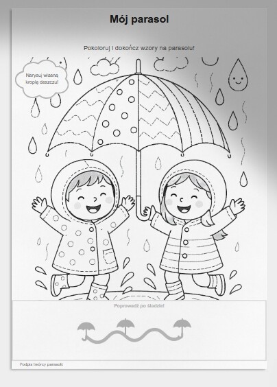 Kolorowanki tematyczne: „Deszczowy dzień”