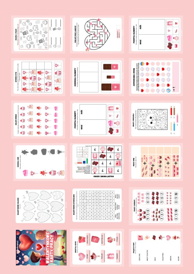 Walentynkowe Karty Pracy