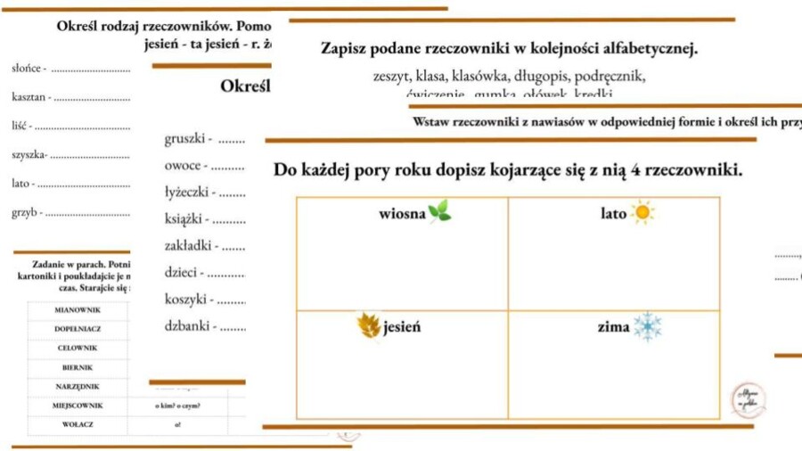 Rzeczownik - karty pracy (stacje zadaniowe)