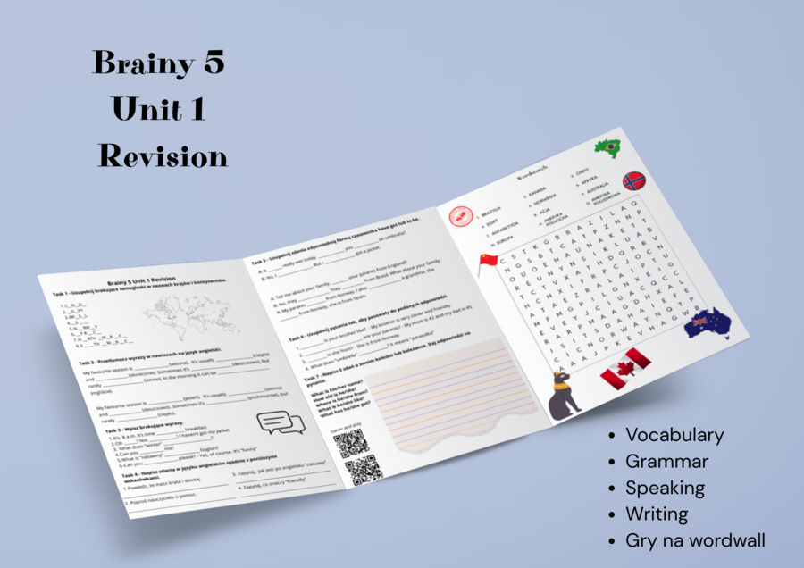 🧩 Brainy 5 - Unit 1 Revision - powtórzenie materiału - dodatkowe ćwiczenia