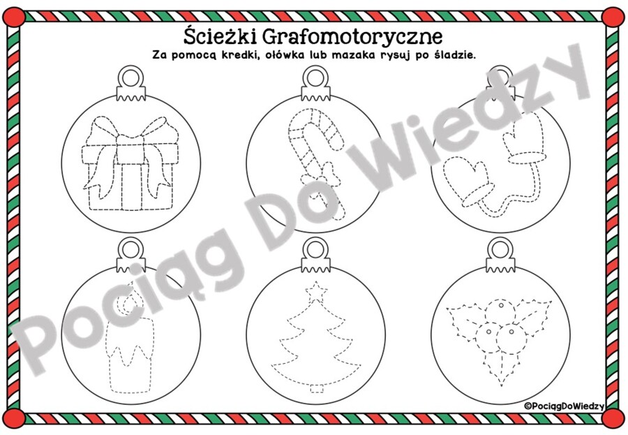 Rysowanie po śladzie - dekorujemy bombki