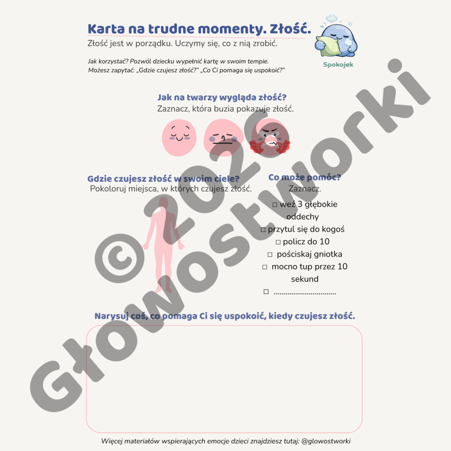 Karta pracy o złości — Głowostworki (BEZPŁATNA)
