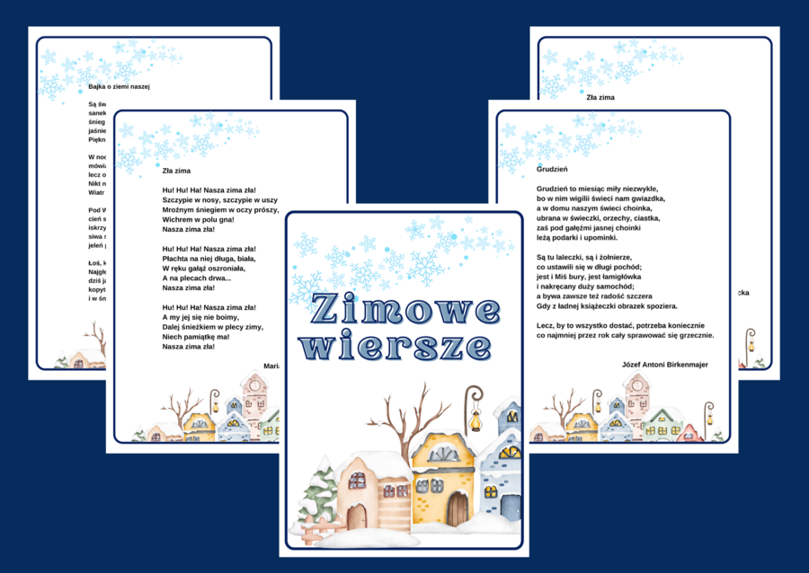 ZIMOWE WIERSZE – zima - biblioteka – świetlica – WIERSZE – GAZETKA – wersja 2