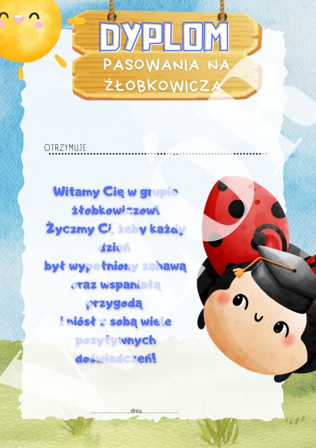Biedronka- dyplomik pasowania na żłobkowicza