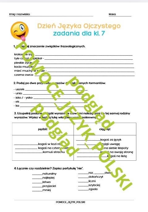 Dzień Języka Ojczystego - PAKIET ZADAŃ DLA KL. 4 - 8