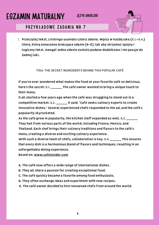 Matura podstawowa – przykładowe zadania 7