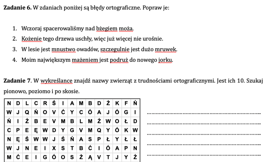 Zajęcia wyrównawcze 2 - pakiet zadań