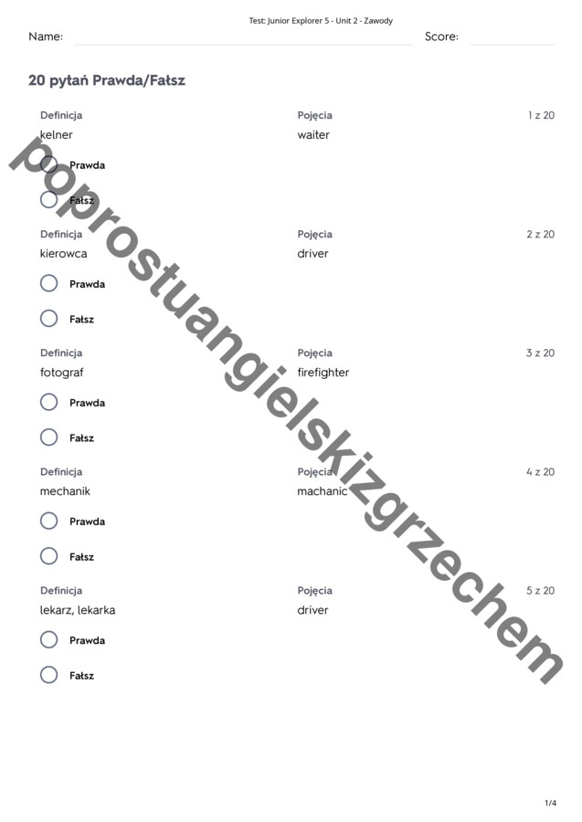 Junior Explorer 5 – Unit 2 – testy