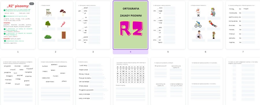 Ortografia RZ regułki + zadania