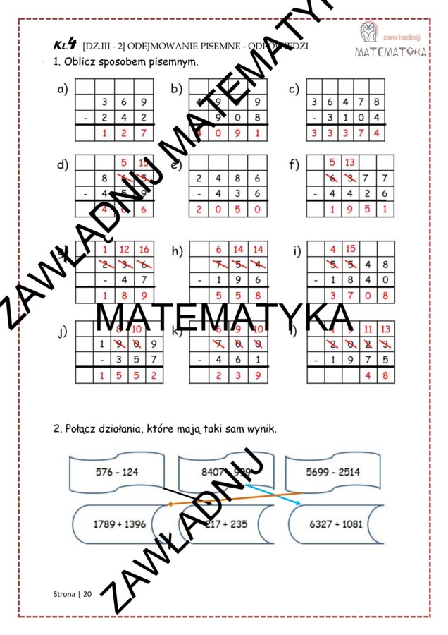Dział III: Działania pisemne