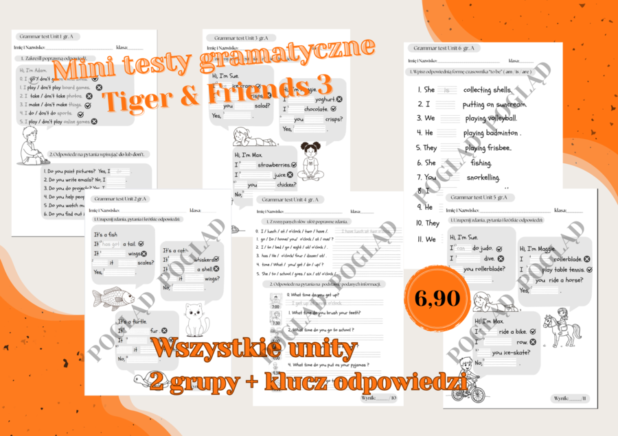 Mini testy gramatyczne Tiger & Friends  3 wszystkie unity