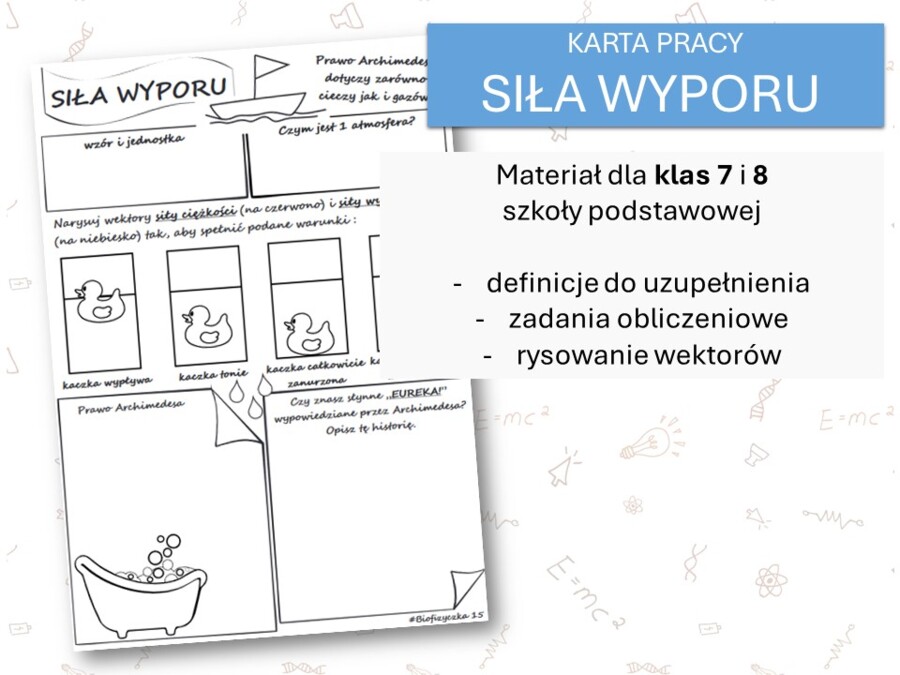 Fizyka 7 i 8. Karta pracy. SIŁA WYPORU. Siły w przyrodzie.