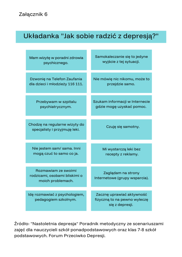 Scenariusz zajęć o zdrowiu psychicznym