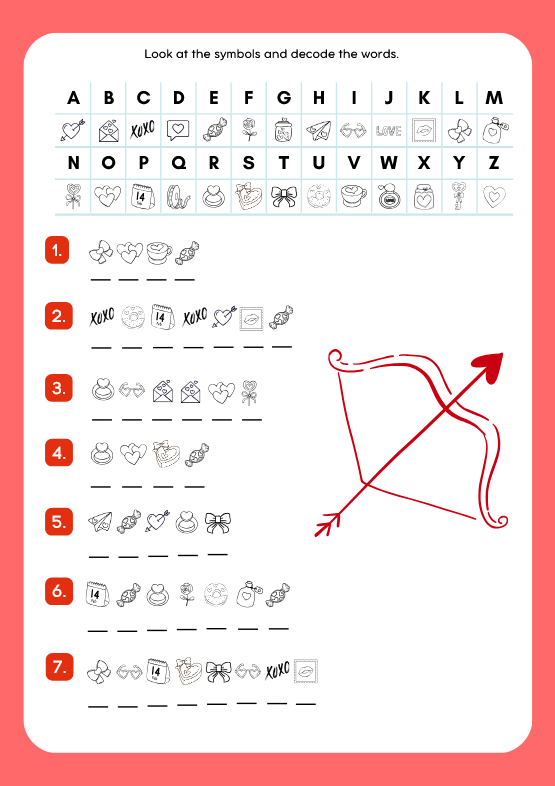 Valentine’s Day Activity Pack – karty pracy na Walentynki | Język angielski | SP 1–3  (wykreślanka, krzyzówka, liczenie i kolorowanie, labirynty, kodowanie i więcej!)