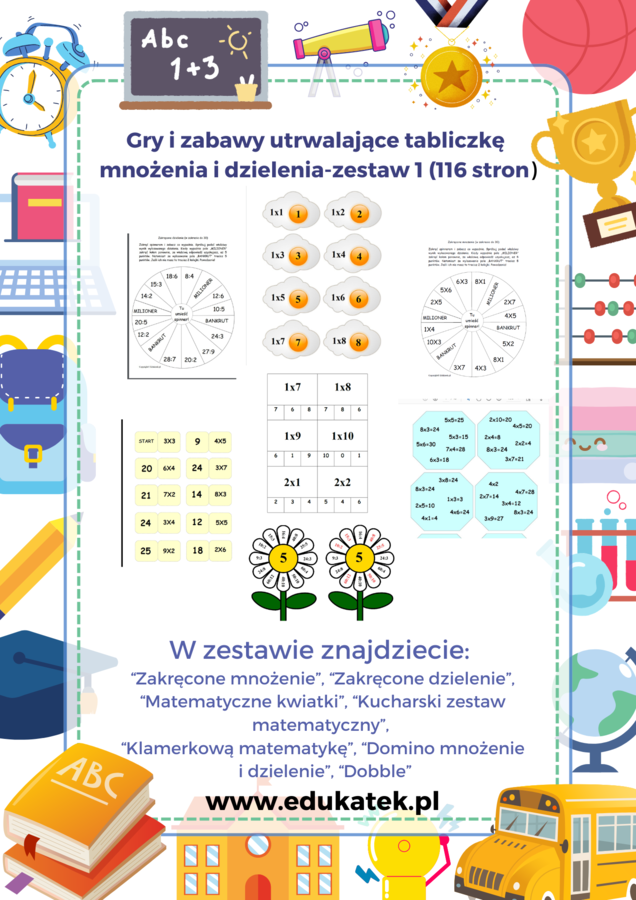 Zestaw 1 – gry i zabawy utrwalające tabliczkę mnożenia i dzielenia